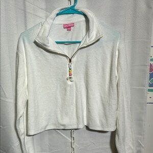 Stoney Clover x Target cropped White Quarter-Zip Pullover with Beaded Zipper